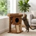 PawHut Cat Tree, Small Cat Tower with Perch, Scratching Post, Cat Condo, Leopard Print image thumbnail 2