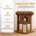 PawHut Cat Tree, Small Cat Tower with Perch, Scratching Post, Cat Condo, Leopard Print image thumbnail 4