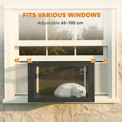 PawHut Catio Outdoor Cat Enclosure Adjustable Cat House Waterproof Top for Window 24" x18.5" x16.1" - Image 5