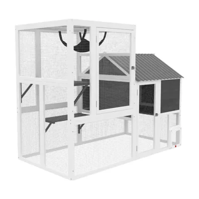 PawHut Catio Outdoor Cat Enclosure, 63" L Large Cat House with 4-Way Adjustable Door, Private House - Image 1