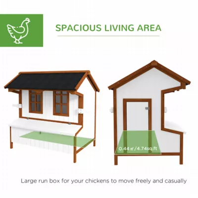 PawHut 43"H Wooden Chicken House with Nesting Box, Slide-out Tray, Ramp - Image 4