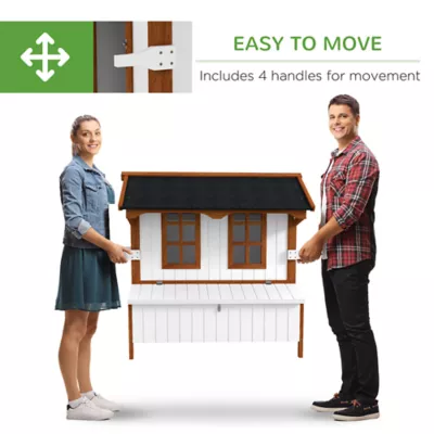 PawHut 43"H Wooden Chicken House with Nesting Box, Slide-out Tray, Ramp - Image 5