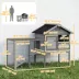 PawHut Rabbit Hutch Outdoor, 48"L Large Wooden Bunny Cage with Run, Grey image thumbnail 3