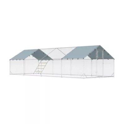 PawHut Large Metal Chicken Run with Waterproof & UV-Resistant Cover, Feeding Door, for 24-30 Chickns - Image 1