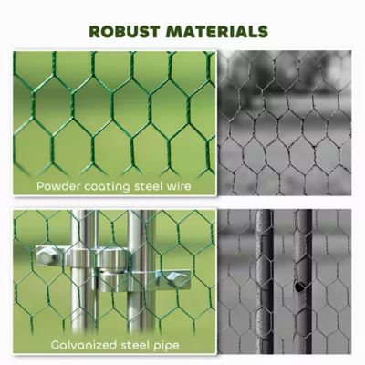 PawHut Large Metal Chicken Run with Waterproof & UV-Resistant Cover, Feeding Door, for 24-30 Chickns - Image 7