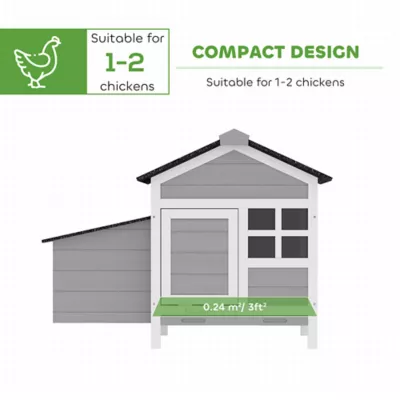 PawHut Wooden Chicken Coop with Nesting Box, Pull-out Metal Tray, for 1-2 Chickens, 36" x 25" x 27" - Image 4