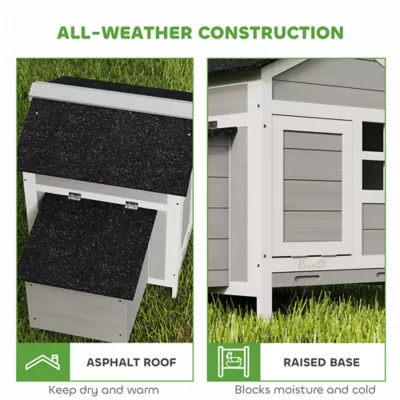PawHut Wooden Chicken Coop with Nesting Box, Pull-out Metal Tray, for 1-2 Chickens, 36" x 25" x 27" - Image 7
