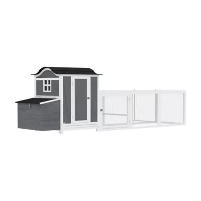 PawHut 118"L Chicken Coop, Large Wooden Hen House with Run, Pull-Out Tray, Waterproof Roof - Image 1