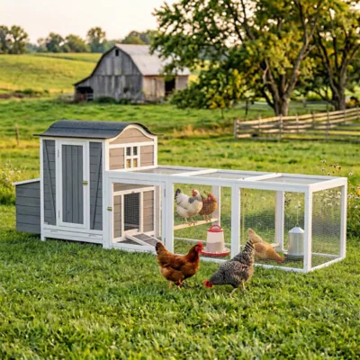 PawHut 118"L Chicken Coop, Large Wooden Hen House with Run, Pull-Out Tray, Waterproof Roof - Image 2