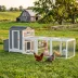 PawHut 118"L Chicken Coop, Large Wooden Hen House with Run, Pull-Out Tray, Waterproof Roof image thumbnail 2