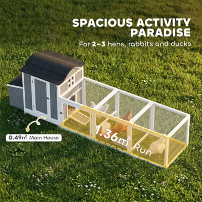 PawHut 118"L Chicken Coop, Large Wooden Hen House with Run, Pull-Out Tray, Waterproof Roof - Image 4