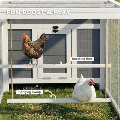PawHut 118"L Chicken Coop, Large Wooden Hen House with Run, Pull-Out Tray, Waterproof Roof - Image 7