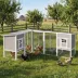 PawHut Chicken Coop with Run, L-Shaped Wooden Chicken House with 2 Houses, Waterproof Roof image thumbnail 2