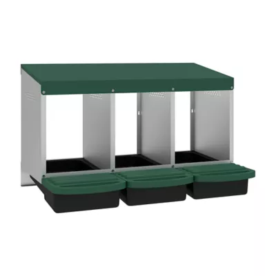 PawHut Chicken Nesting Boxes, 3 Compartment Metal Nesting Boxes for Chicken Coop, Egg Laying Boxes - Image 1