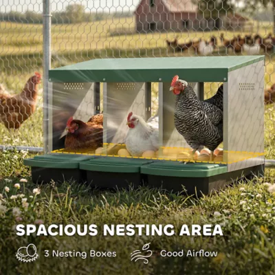 PawHut Chicken Nesting Boxes, 3 Compartment Metal Nesting Boxes for Chicken Coop, Egg Laying Boxes - Image 5