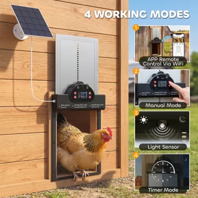 PawHut 2K HD AI Camera Automatic Chicken Coop Door with APP, WiFi Solar Powered with 5200mAh Battery - Image 5