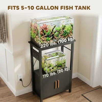 PawHut 5-10 Gallon Fish Tank Stand, Aquarium Stand with Pwr Outlets, Cabinet, Shelf, 220lbs Capacity - Image 6