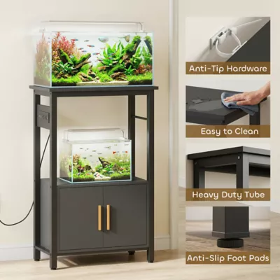 PawHut 5-10 Gallon Fish Tank Stand, Aquarium Stand with Pwr Outlets, Cabinet, Shelf, 220lbs Capacity - Image 7
