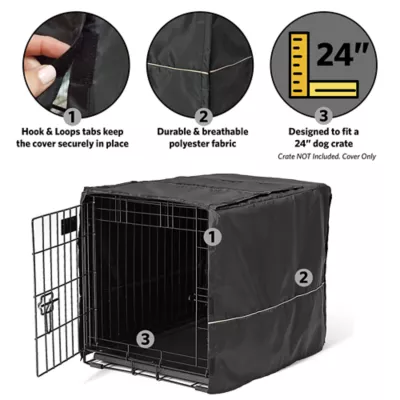 Midwest Homes for Pets QuietTime Polyester Crate Cover, Black - Image 4