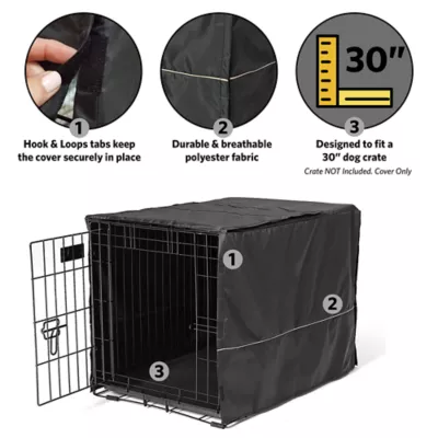 Midwest Homes for Pets QuietTime Polyester Crate Cover, Black - Image 3