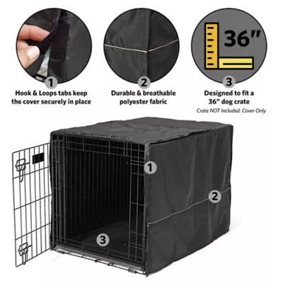 Midwest Homes for Pets QuietTime Polyester Crate Cover, Black - Image 3