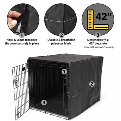 Midwest Homes for Pets QuietTime Polyester Crate Cover, Black - Image 4
