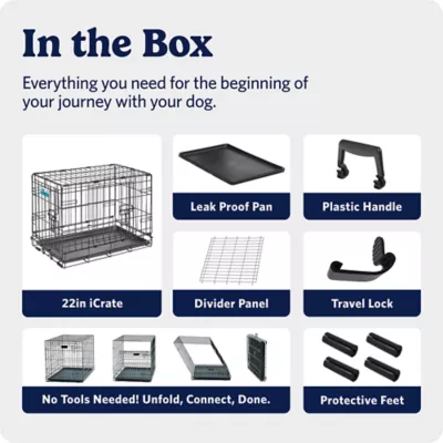 MidWest Homes for Pets Double-Door Wire iCrate, Collapsible, Removable Plastic Pan Included - Image 8