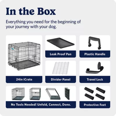 MidWest Homes for Pets Double-Door Wire iCrate, Collapsible, Removable Plastic Pan Included - Image 8
