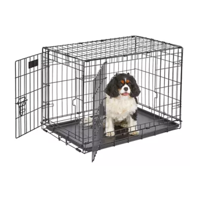 MidWest Homes for Pets Double-Door Wire iCrate, Collapsible, Removable Plastic Pan Included - Image 1