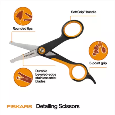 Fiskars Pet Detailing Scissors For Cat & Dog Grooming, Trim Delicate Areas Like Ears, Eyes, & Paws - Image 2