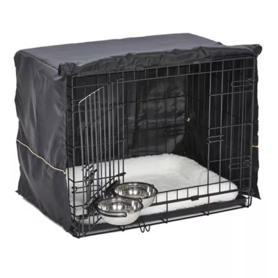 MidWest Homes for Pets Double Door iCrate Starter Kit Bundle W/ Crate, Bed, 2 Bowls & Cover - Image 3