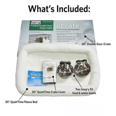 MidWest Homes for Pets Double Door iCrate Starter Kit Bundle W/ Crate, Bed, 2 Bowls & Cover - Image 3