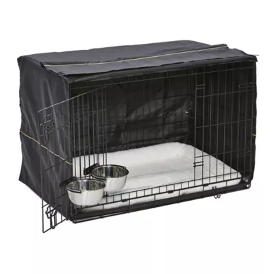 MidWest Homes for Pets Double Door iCrate Starter Kit Bundle W/ Crate, Bed, 2 Bowls & Cover - Image 4
