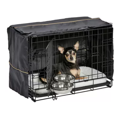 MidWest Homes for Pets Double Door iCrate Starter Kit Bundle W/ Crate, Bed, 2 Bowls & Cover - Image 1