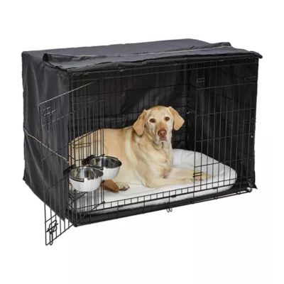 MidWest Homes for Pets Double Door iCrate Starter Kit Bundle W/ Crate, Bed, 2 Bowls & Cover - Image 1