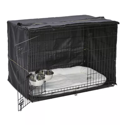 MidWest Homes for Pets Double Door iCrate Starter Kit Bundle W/ Crate, Bed, 2 Bowls & Cover - Image 3
