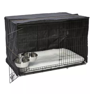 MidWest Homes for Pets Double Door iCrate Starter Kit Bundle W/ Crate, Bed, 2 Bowls & Cover - Image 3