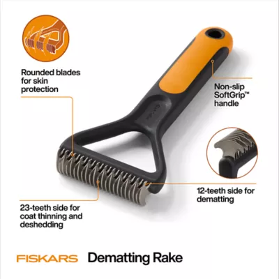 Fiskars Dematting Rake For Cats & Dogs W/ SoftGrip Handle For Gentle Grooming & Deshedding - Image 5