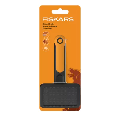 Fiskars Slicker Wire Brush W/ Non-Slip SoftGrip Handle, Curved Head & Rounded Bristles - Image 1