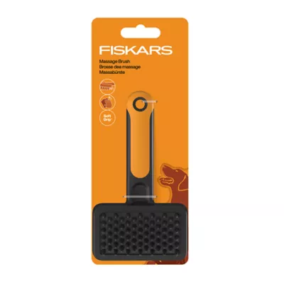 Fiskars Silicone Massage Brush For Dogs & Cats, Gently Deshed, Soothe & Calm, 6.5 Inch Brush - Image 1