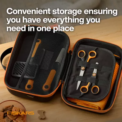Fiskars Grooming Tool Storage Bag W/ Built-In Handle, Interior Elastic Straps & Double Zipper - Image 6