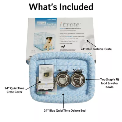 MidWest Homes for Pets Single Door iCrate Bundle W/ Crate, Bed, 2 Bowls & Crate Cover - Image 3