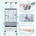 PawHut 63.5"H Large Bird Cage Stand with Feeder,Play Top,House,Perch,Bowl,Wheels image thumbnail 7