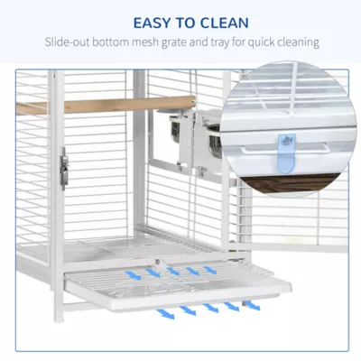 PawHut Bird Travel Carrier Cage, Portable Metal Bird Cage - Image 4