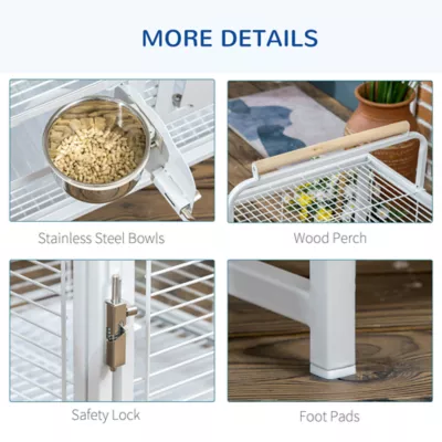PawHut Bird Travel Carrier Cage, Portable Metal Bird Cage - Image 6