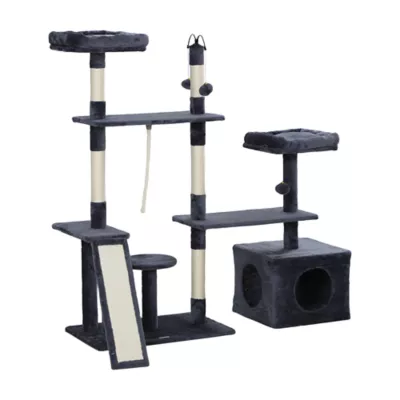 PawHut 53"H x 49"W with Scratching Posts, Cat Condo, Beds, Platforms - Image 1
