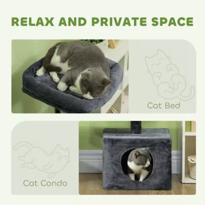PawHut 53"H x 49"W with Scratching Posts, Cat Condo, Beds, Platforms - Image 5