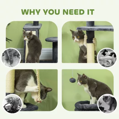 PawHut 53"H x 49"W with Scratching Posts, Cat Condo, Beds, Platforms - Image 6