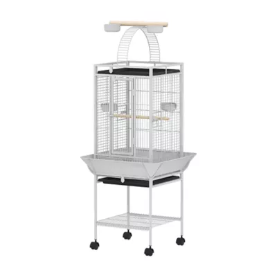 PawHut 61.5"H Bird Cage with Stand, Pull Out Tray, Play Top, Storage Shelf, Wood Perch, Food Bowl - Image 1
