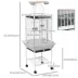 PawHut 61.5"H Bird Cage with Stand, Pull Out Tray, Play Top, Storage Shelf, Wood Perch, Food Bowl image thumbnail 3